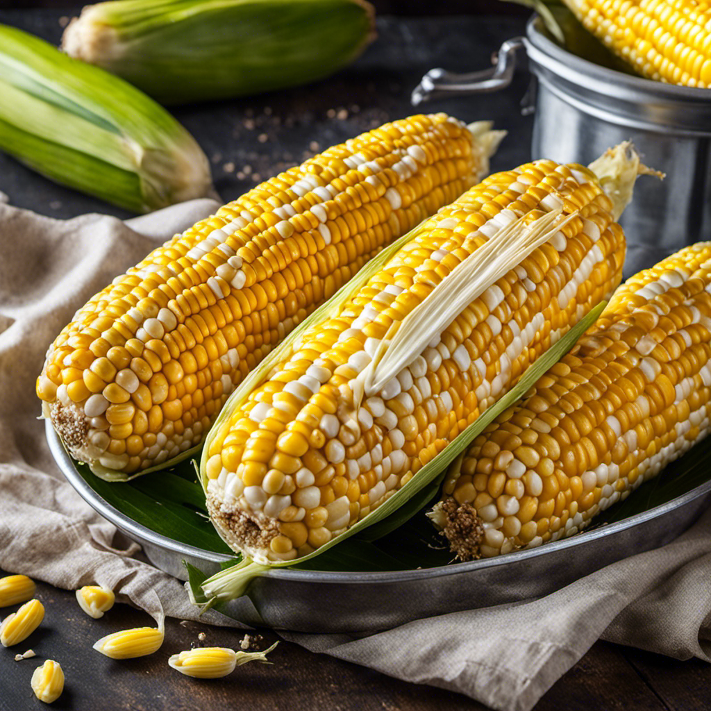 An image that showcases the step-by-step process of making butter corn: starting with fresh corn on the cob, shucking it, boiling it, and finally coating it with melted butter, all in vibrant colors