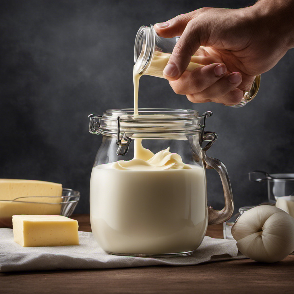 An image showcasing a glass jar filled with fresh milk