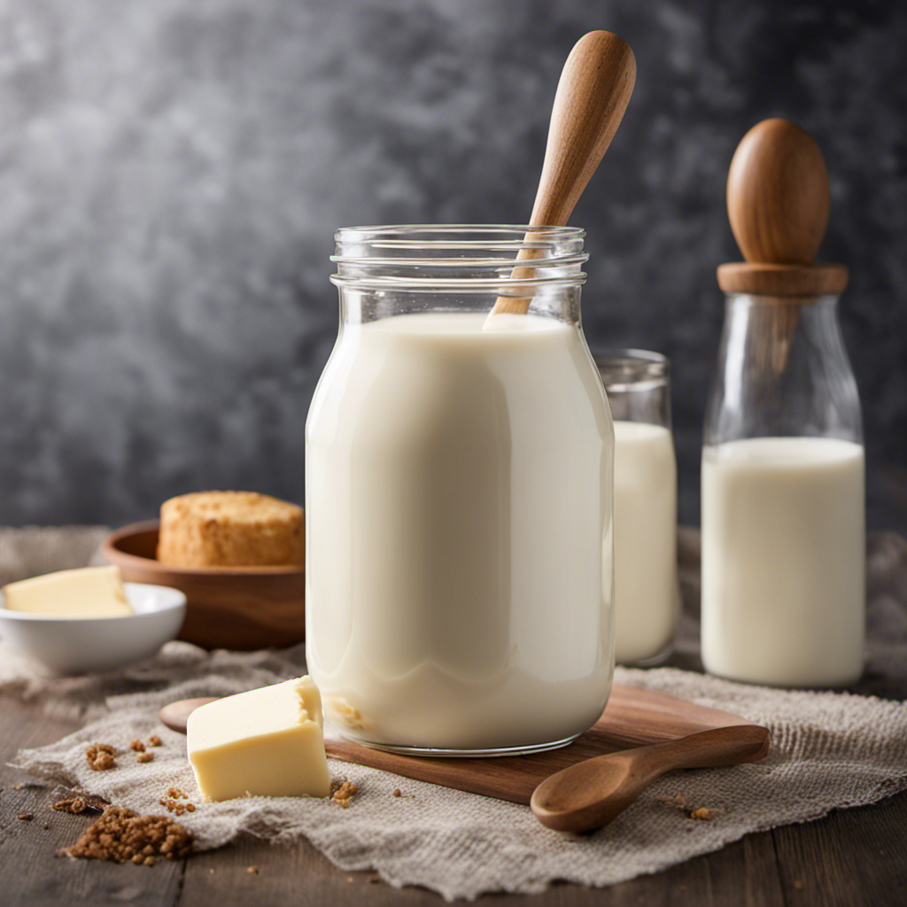 An image of a clear glass jar filled with creamy, pasteurized whole milk