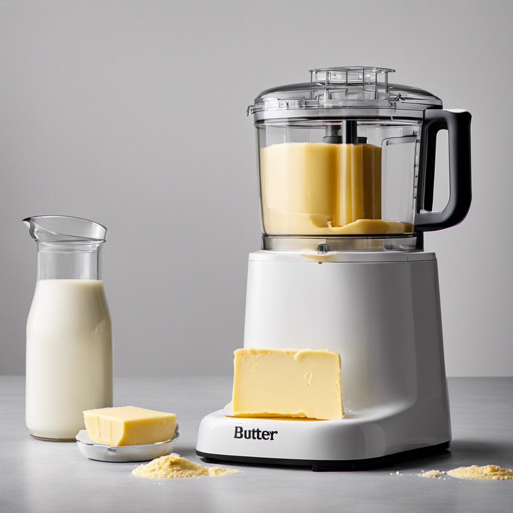 An image showcasing the step-by-step process of making butter in a food processor