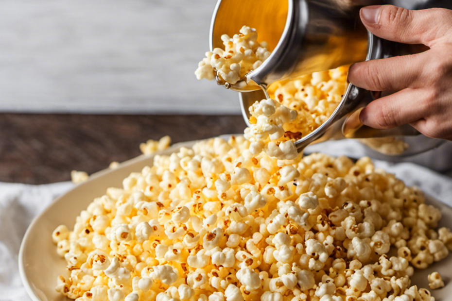 An image showcasing the step-by-step process of making buttery pipcorn using a popcorn maker