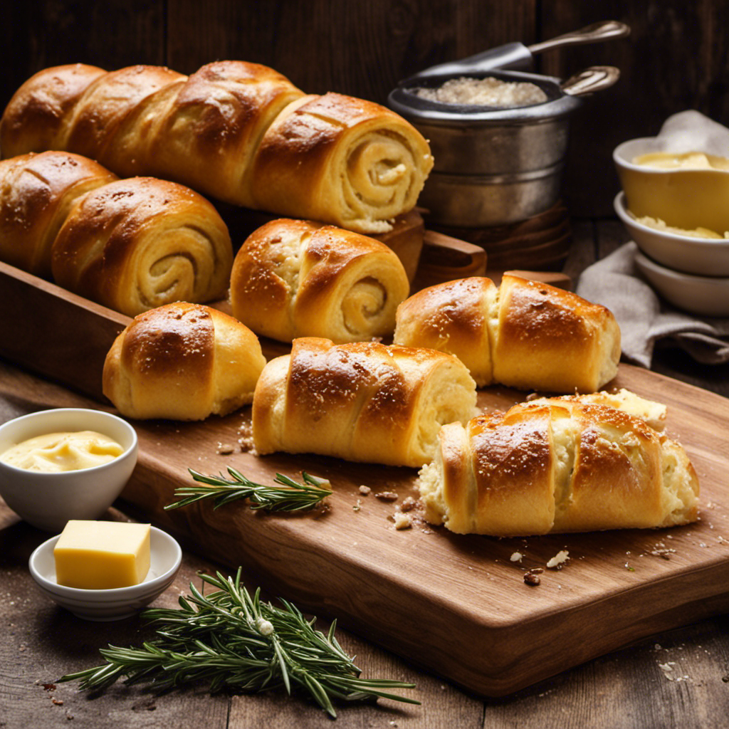 An image showcasing golden, flaky butter rolls fresh out of the oven