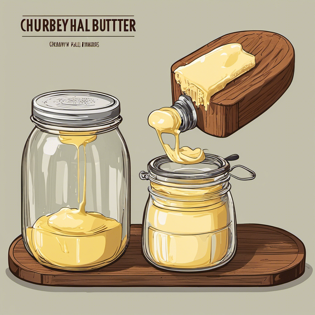 An image showcasing the step-by-step process of churning butter from creamy half and half