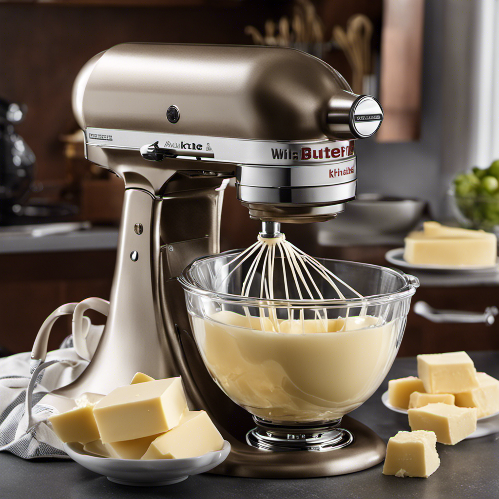 An image showcasing the step-by-step process of making butter with a Kitchenaid mixer