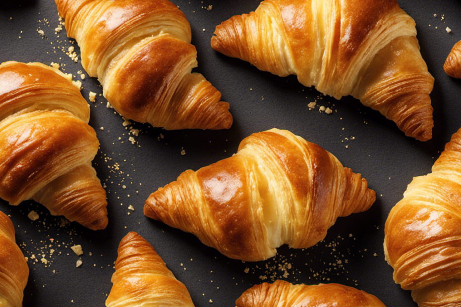 An image of golden, flaky croissants slathered with a glossy layer of honey butter