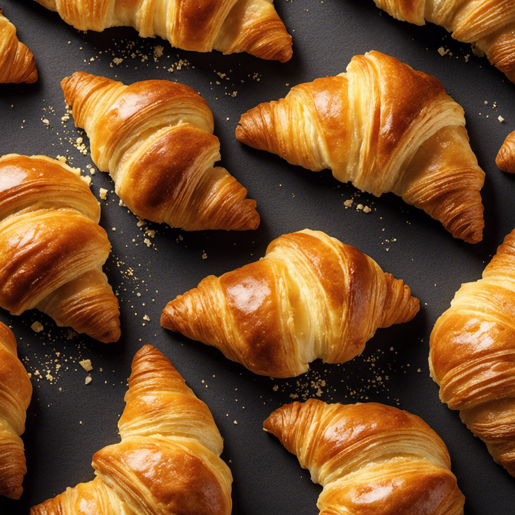An image of golden, flaky croissants slathered with a glossy layer of honey butter