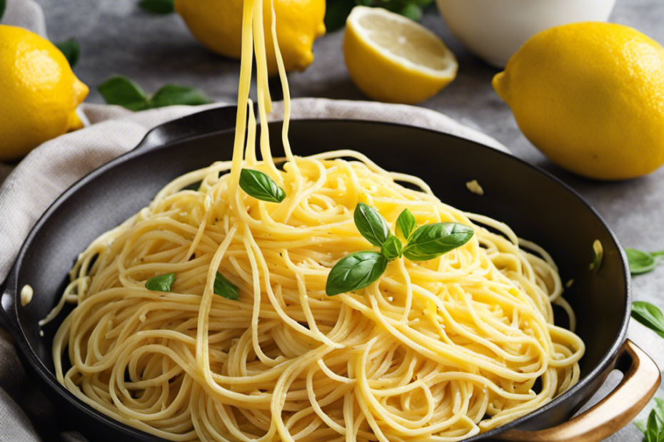 An image capturing the tantalizing process of making lemon butter pasta