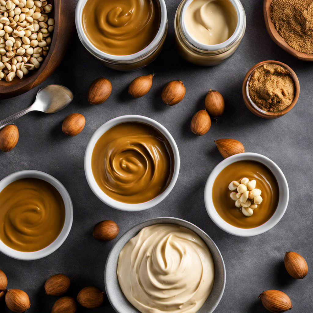 An image that showcases the step-by-step process of making macadamia nut butter: a bowl filled with roasted macadamia nuts, a blender with swirling nuts, and creamy butter being poured into a jar
