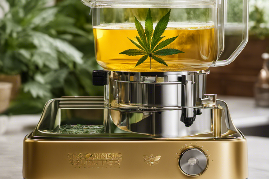 An image showcasing the step-by-step process of infusing cannabis into golden honey using the Magical Butter Maker