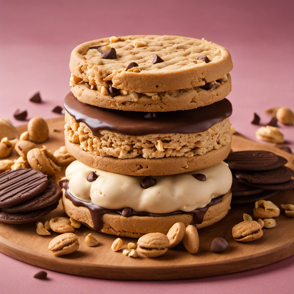 An image showcasing the step-by-step process of making peanut butter ice cream with an ice cream maker: blending creamy peanut butter with sweetened condensed milk, pouring the mixture into the ice cream maker, and churning until frozen perfection is achieved