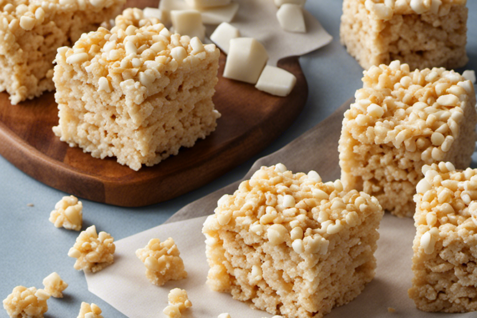 An image showcasing the process of making butter-free Rice Crispy Treats