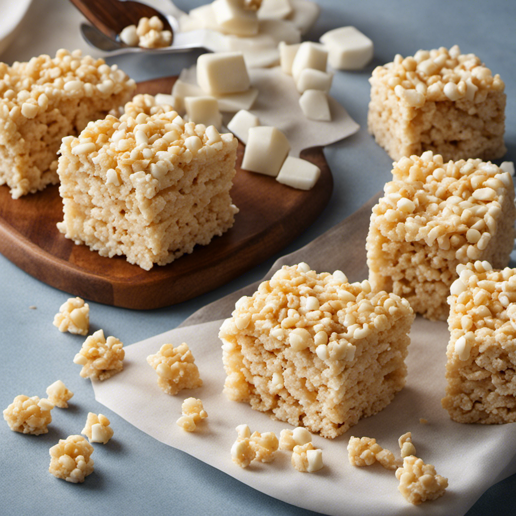 An image showcasing the process of making butter-free Rice Crispy Treats