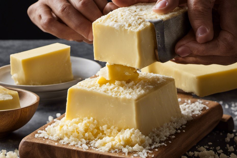 An image showcasing the step-by-step process of transforming unsalted butter into mouthwatering salted butter