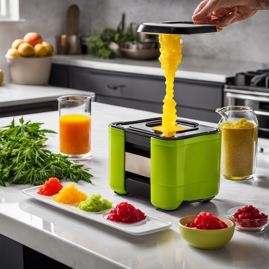 An image showcasing a vibrant kitchen countertop with a sleek Magical Butter Maker