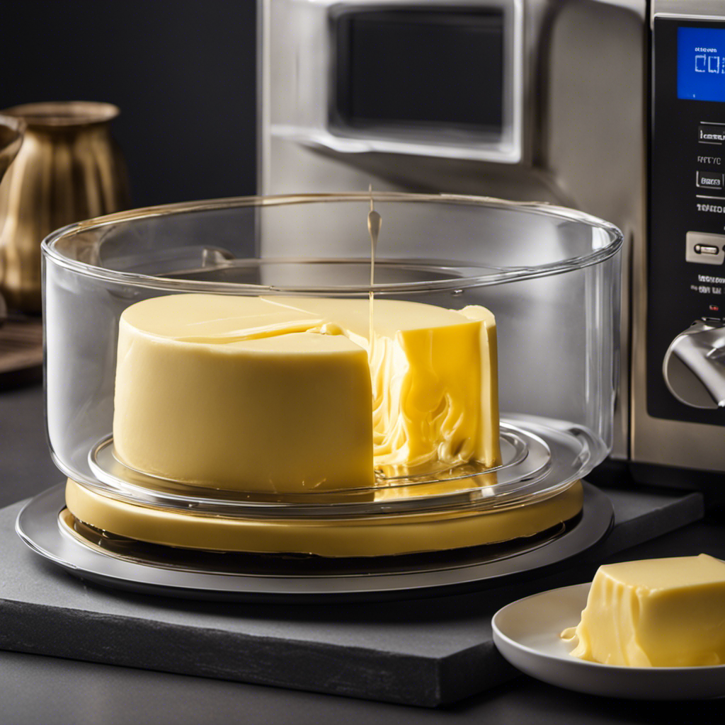 An image capturing the process of melting butter in a microwave
