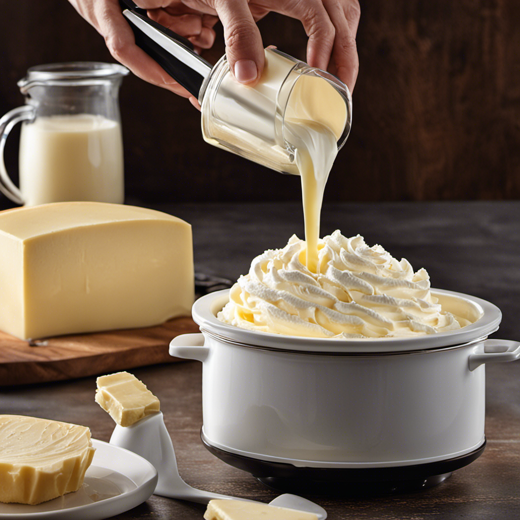 An image showcasing the step-by-step process of making butter using the Pampered Chef Whip Cream Maker