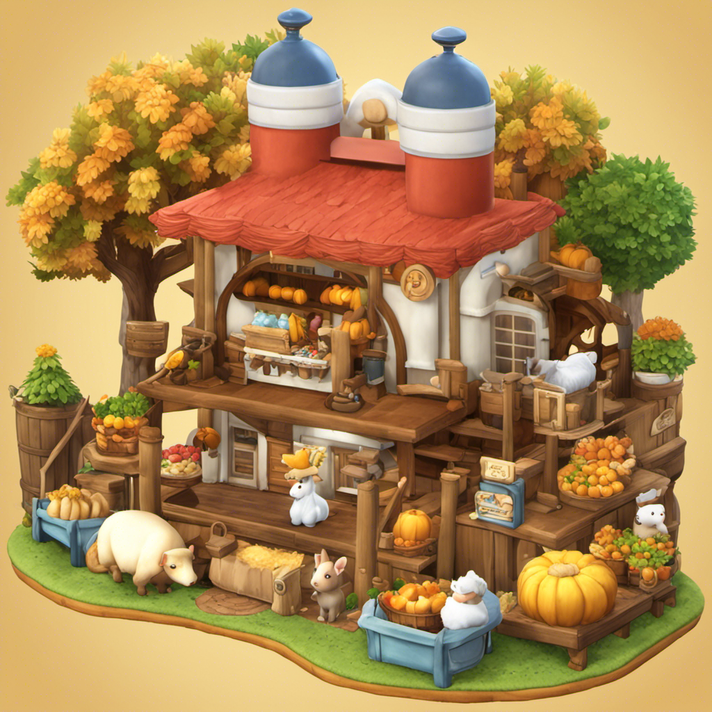 An image showcasing the step-by-step process of placing a butter maker in Harvest Moon Animal Parade
