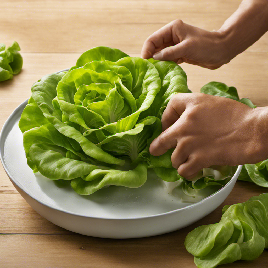 An image depicting the step-by-step process of regrowing butter lettuce
