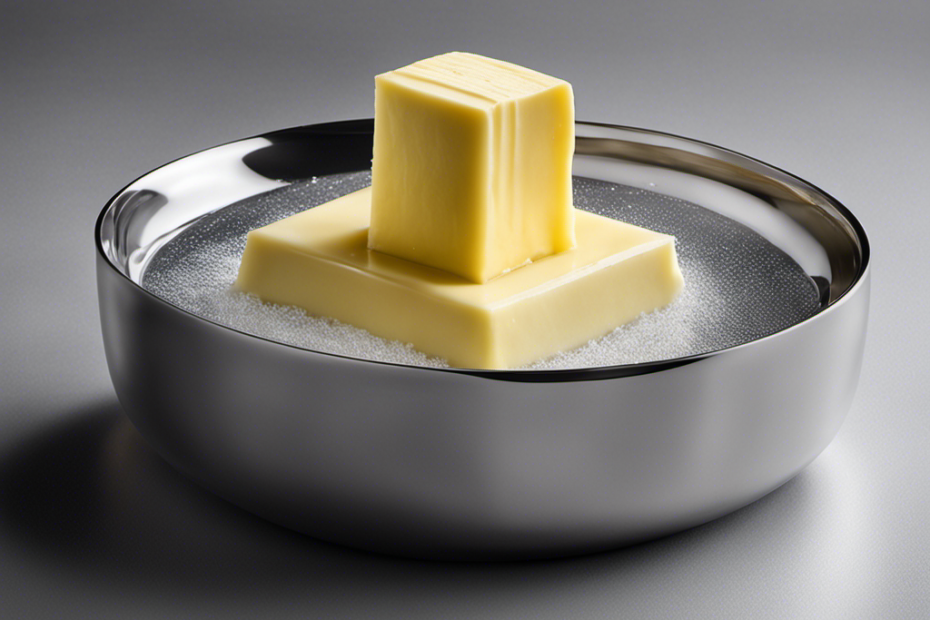An image capturing the process of softening butter with a glass