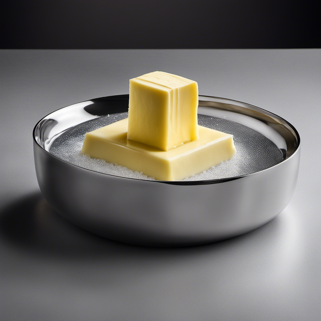 An image capturing the process of softening butter with a glass