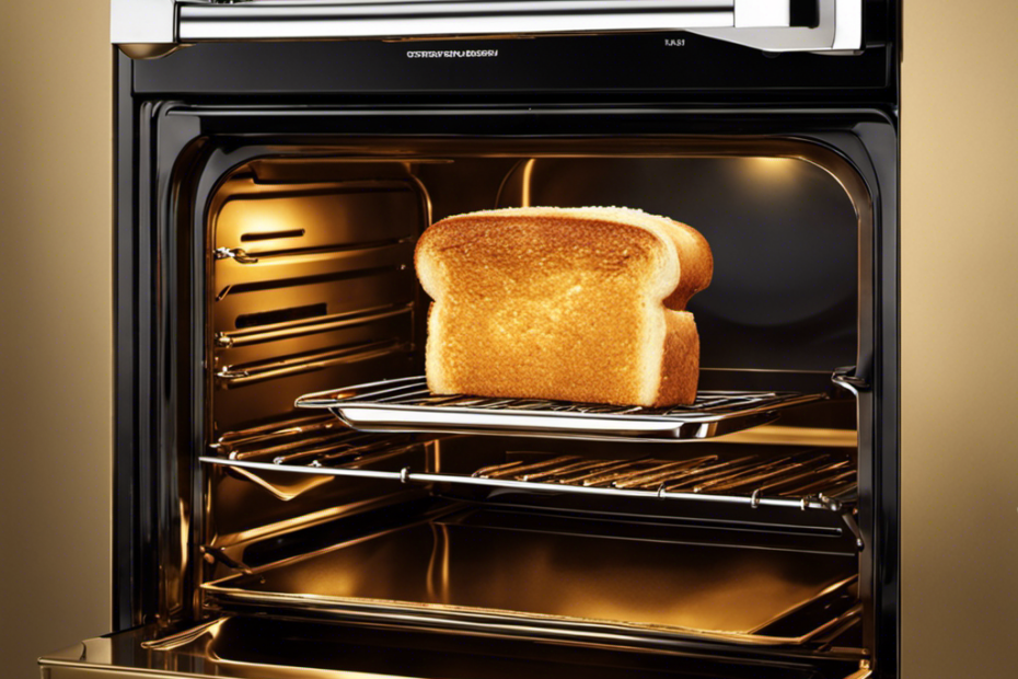 An image showcasing a golden-brown slice of toast emerging from a glistening oven, as melted butter seductively cascades down its warm surface