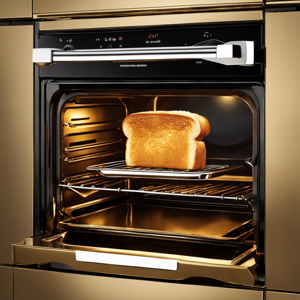 An image showcasing a golden-brown slice of toast emerging from a glistening oven, as melted butter seductively cascades down its warm surface