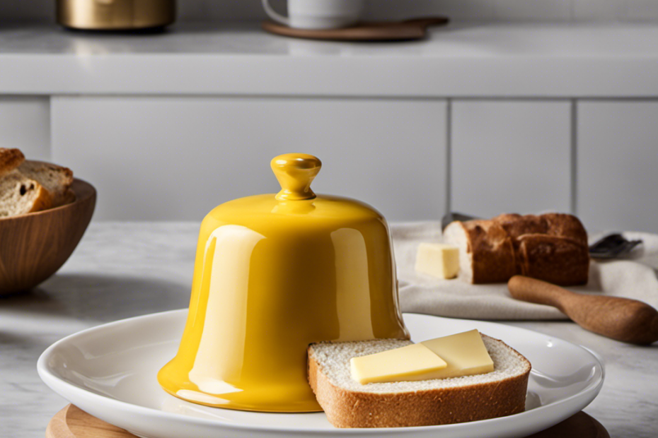 An image showcasing a sleek, ceramic Butter Bell on a kitchen counter