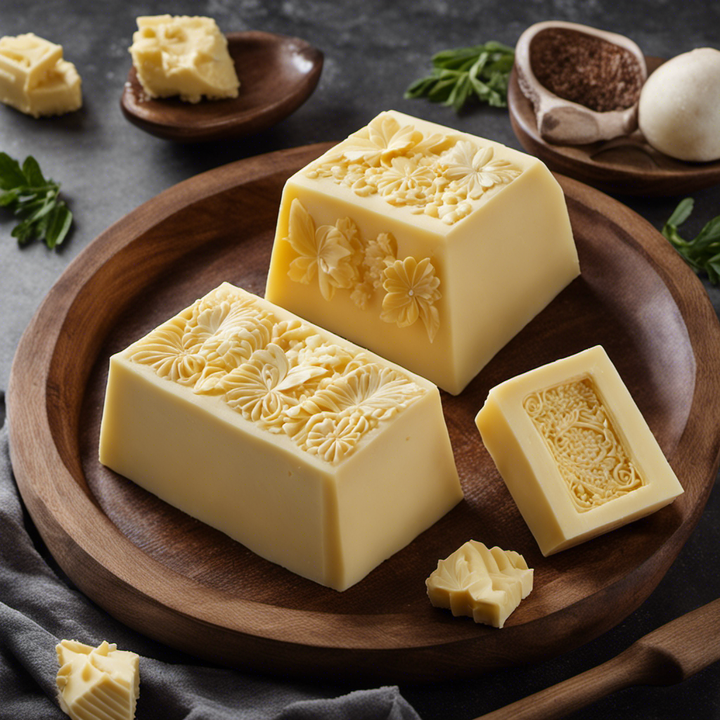 An image showcasing the step-by-step process of using a butter mold: a hand pressing softened butter into the intricately carved mold, gently removing the mold to reveal a beautifully shaped butter creation