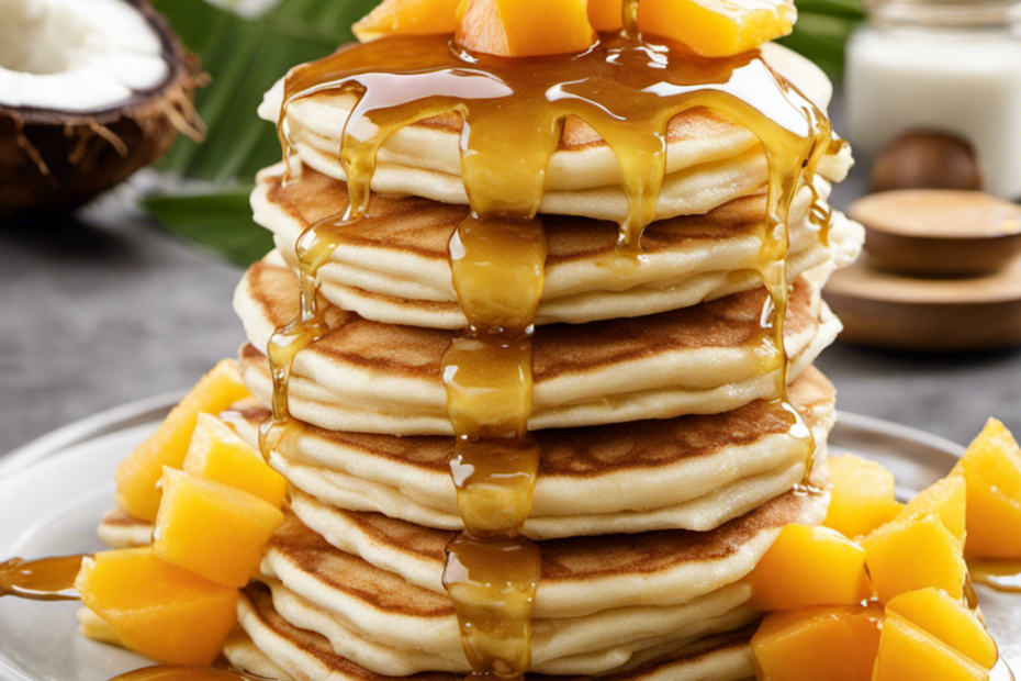 An image showcasing a smooth, creamy dollop of coconut butter gracefully melting over a stack of golden pancakes, adorned with sliced tropical fruits and a drizzle of honey, inviting readers to explore the versatility of this exotic ingredient