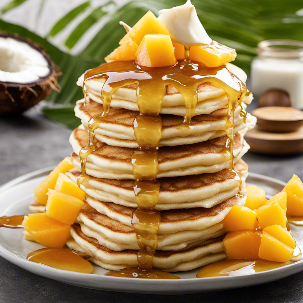 An image showcasing a smooth, creamy dollop of coconut butter gracefully melting over a stack of golden pancakes, adorned with sliced tropical fruits and a drizzle of honey, inviting readers to explore the versatility of this exotic ingredient