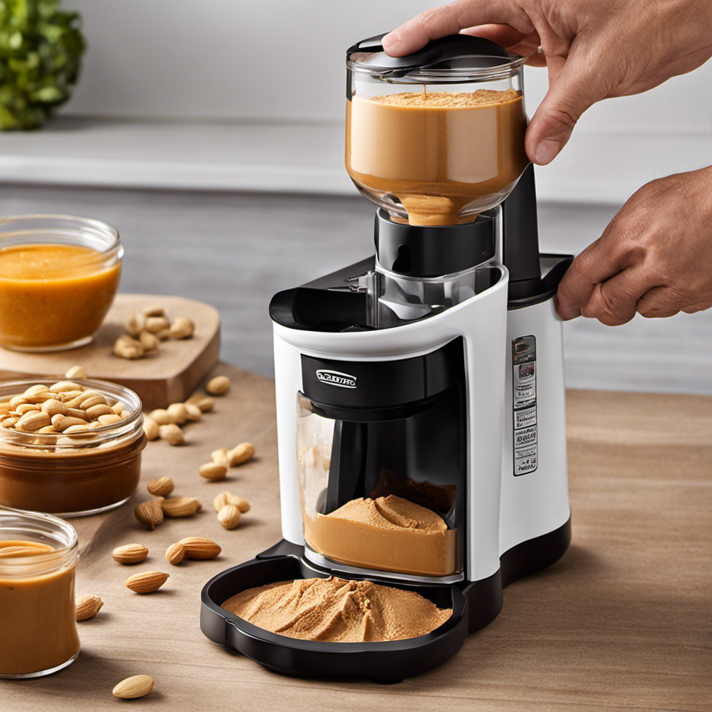 An image showcasing a step-by-step guide on using a peanut butter maker without an oil dispenser