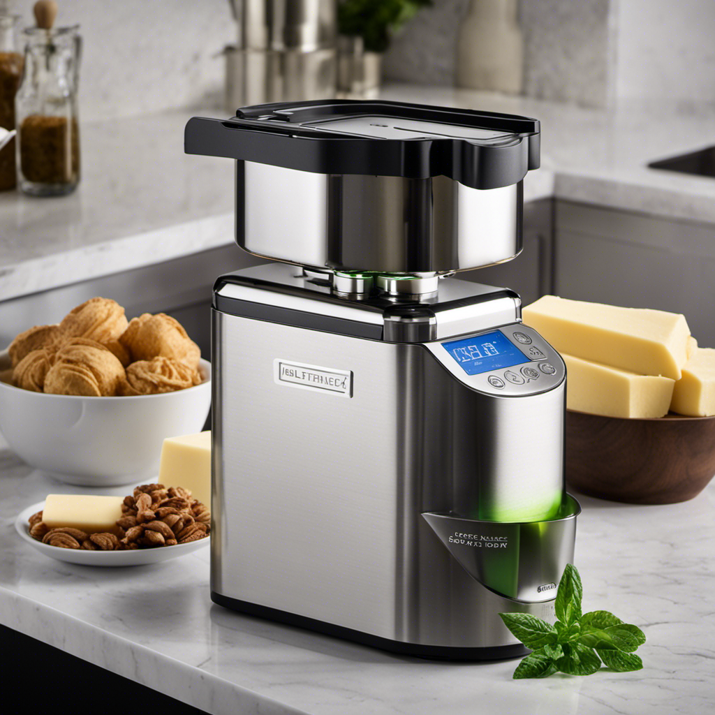 An image displaying a stainless steel, automated Magic Butter Maker with a digital display panel