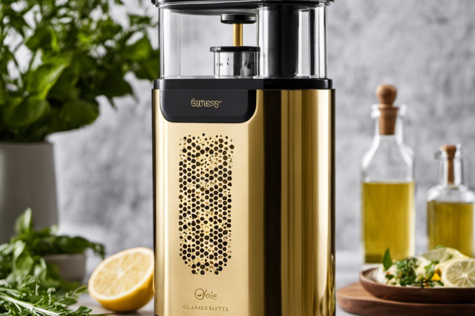 An image showcasing a gleaming Magical Butter machine effortlessly transforming fresh herbs into golden, aromatic infusions