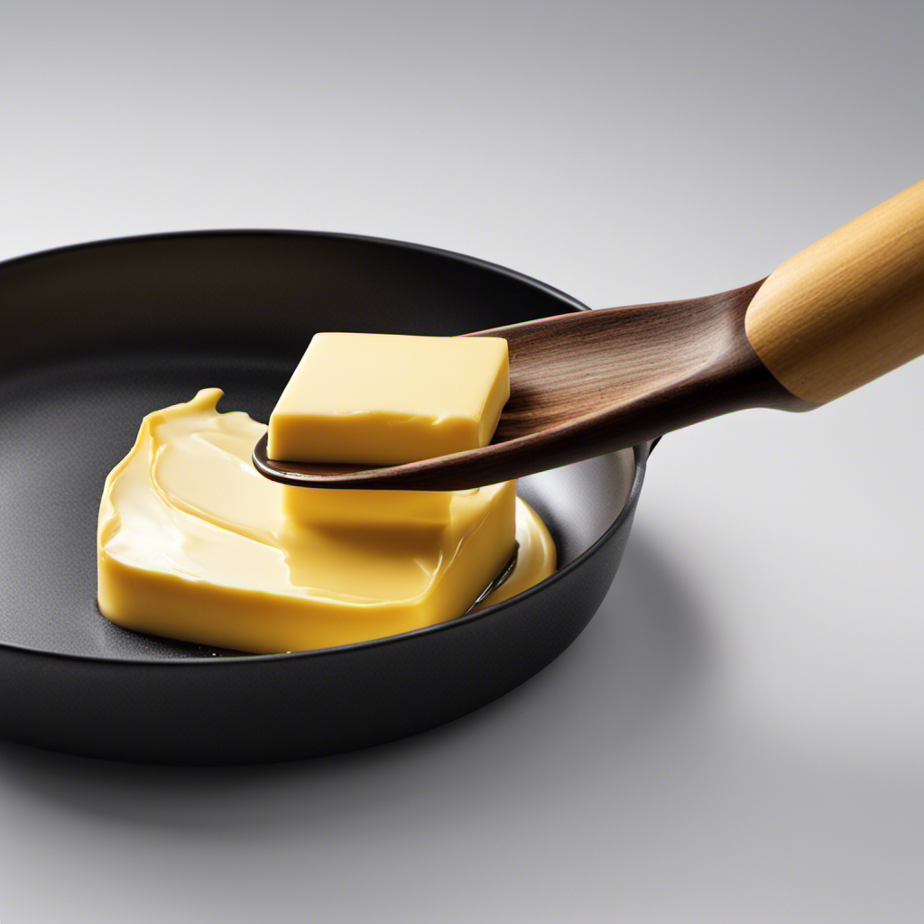 An image featuring a stick of butter placed on a hot pan, transforming into a glossy golden liquid