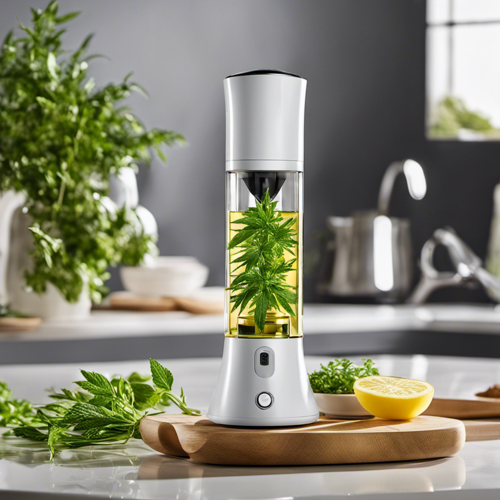 An image showcasing the Mighty Fast CBD Herb Weed Edible Oil Butter Infuser, capturing its sleek, compact design and vibrant LED display