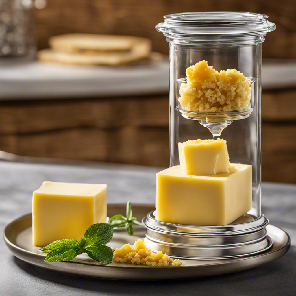 An image showcasing the Mighty Fast Herbal Infuser, with a jar of rich, golden finished butter next to it