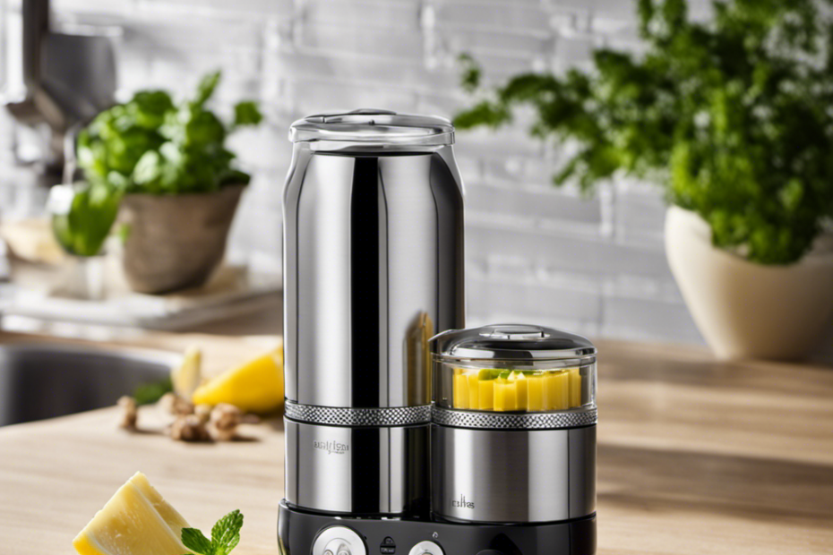 A captivating image showcasing two sleek and compact kitchen devices side by side - the Mighty Fast Herbal Infuser and the Magic Butter