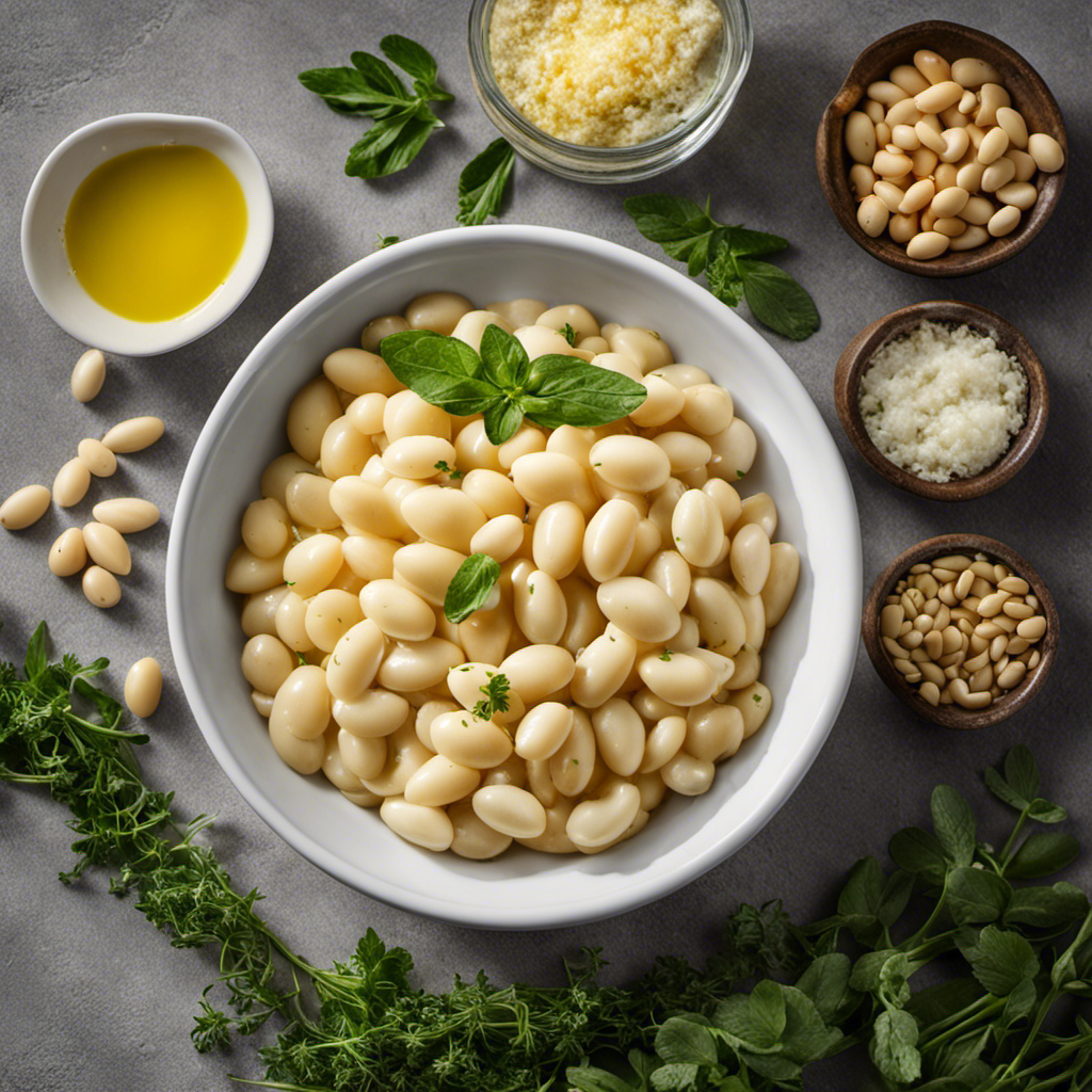 An image featuring a close-up view of a bowl filled with plump, creamy butter beans, glistening with a light drizzle of olive oil
