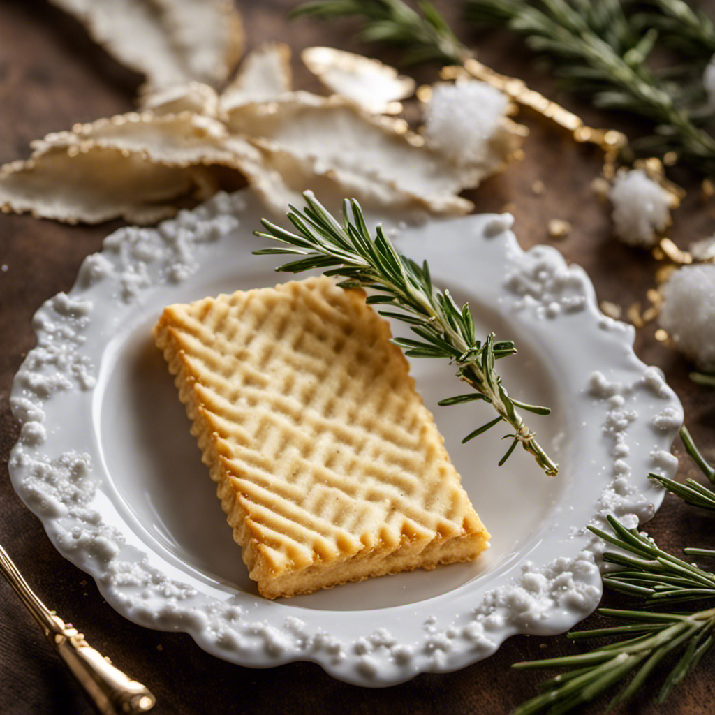 An image showcasing a golden, flaky butter cracker with delicate, ridged edges