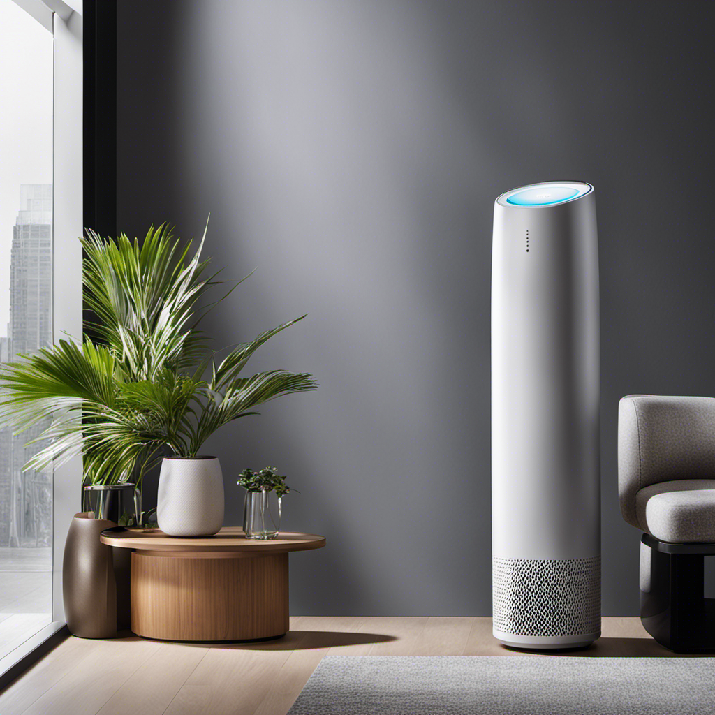 An image showcasing three sleek and modern air purifiers side by side – one from Coway, another from Dyson, and the last from Honeywell – highlighting their unique designs and features