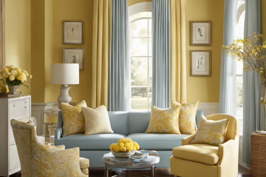 An image showcasing a serene, sun-kissed room with butter yellow accents