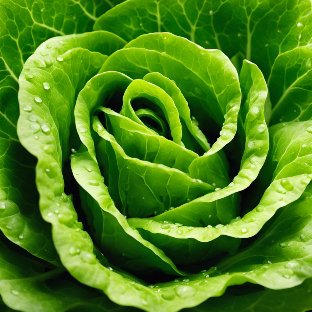 An image showcasing a vibrant green butter lettuce leaf, delicately curled at the edges, unveiling a tender and crisp texture
