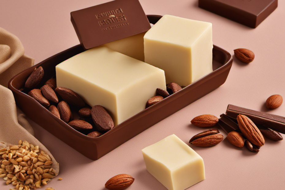 An image showcasing a bar of smooth, creamy cocoa butter