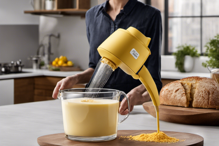 An image showcasing the Biem Butter Sprayer in a kitchen setting with a perplexed user observing it, emphasizing its absence of use and gathering dust, highlighting the mystery surrounding its disappearance