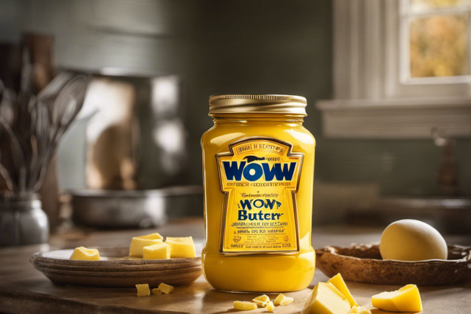 An image that portrays a once vibrant jar of Wow Butter, now empty and discarded, abandoned on a kitchen countertop