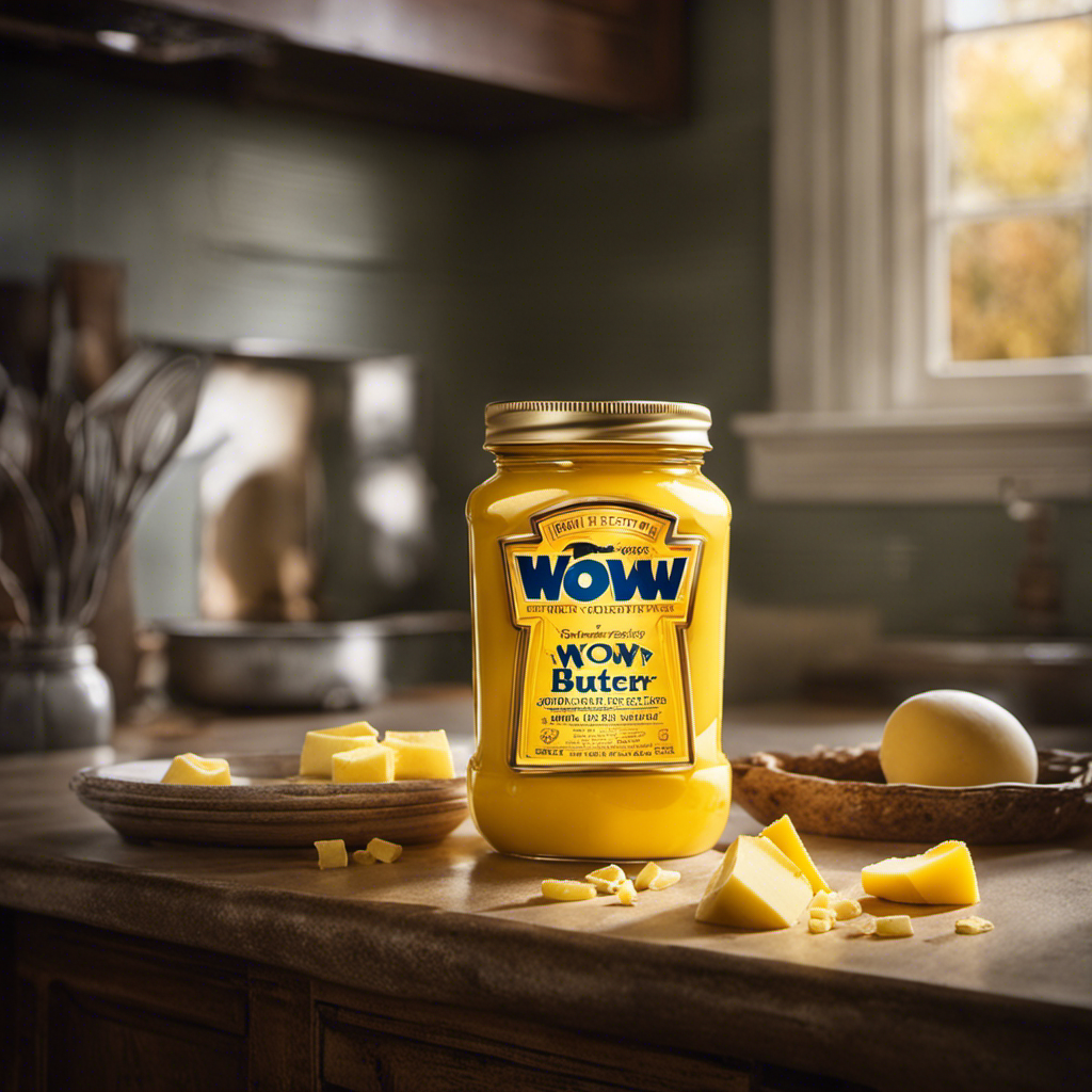 An image that portrays a once vibrant jar of Wow Butter, now empty and discarded, abandoned on a kitchen countertop