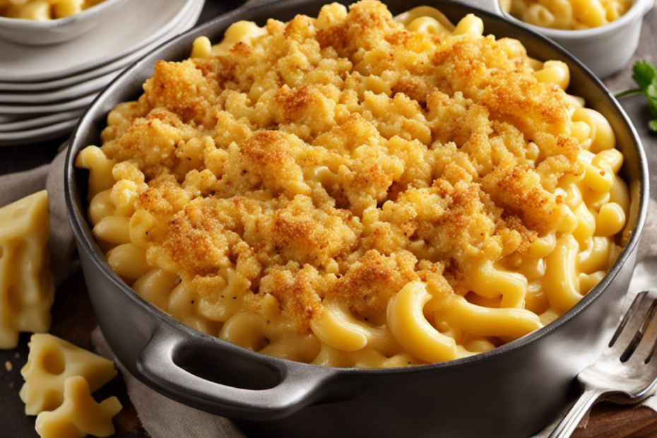 An image showcasing a creamy, velvety mac and cheese without butter
