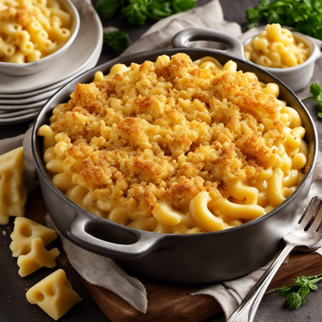 An image showcasing a creamy, velvety mac and cheese without butter