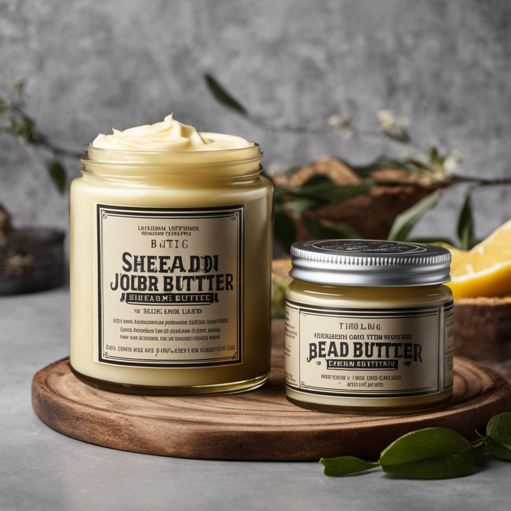 An image that showcases a luxurious glass jar filled with rich, creamy beard butter