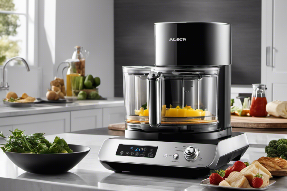An image showcasing a sleek, state-of-the-art kitchen appliance